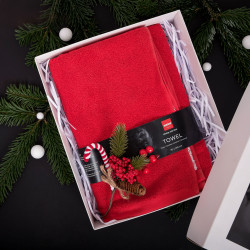 Handtuch in Geschenkbox, HARVIA, 70 x 140 cm, rot 