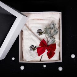 Geschenkset in Geschenkbox für Sie - CREAMY. Schürze und Mütze für die Sauna 