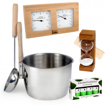 Das komplette Set an Sauna- oder Badzubehör