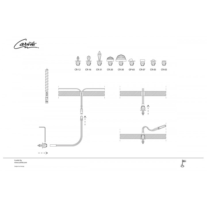 CARIITTI CR-05 Kristalle für LED-Beleuchtung, Chrom, Transparent