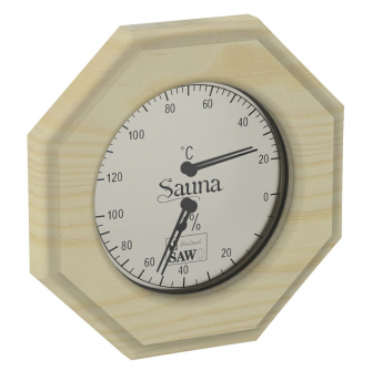 SAWO Thermo-Hygrometer 241-THP, achteckig, Kiefer