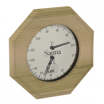 SAWO Thermo-Hygrometer 241-THD, achteckig, Zeder