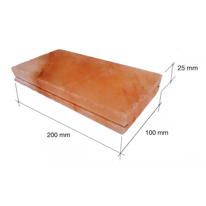 Polierte Himalaya-Salzziegel mit Kerbe, 200 x 100 x 25 mm