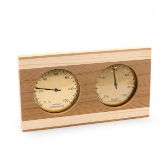 SAUFLEX Thermo-Hygrometer, Zeder, goldene Farbe