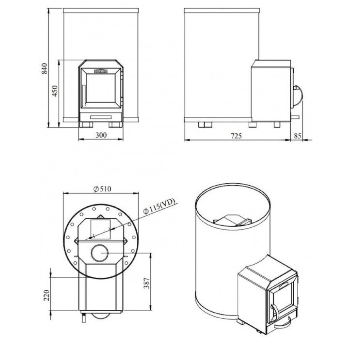 Holzbeheizter Saunaofen - STOVEMAN 20R-LS HEAVY