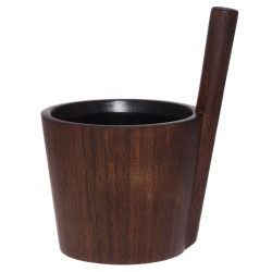 Rento Sauna-Eimer aus dunklem Bambus mit schwarzem Einsatz, 5 l 