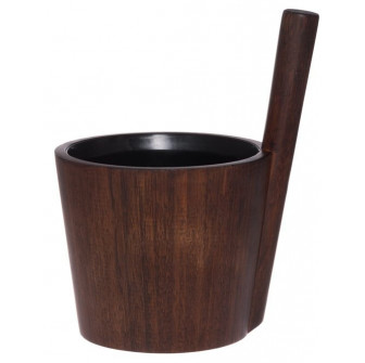 Rento Sauna-Eimer aus dunklem Bambus mit schwarzem Einsatz, 5 l