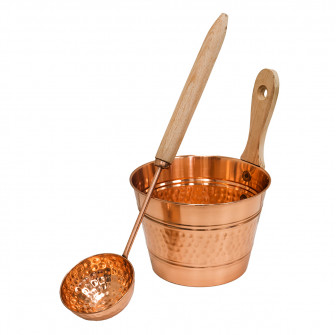 SAUNIA Set aus Kupfereimer und Schöpfkelle