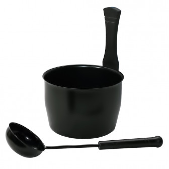 Stahleimer- und Schöpfkelle-Set, schwarz
