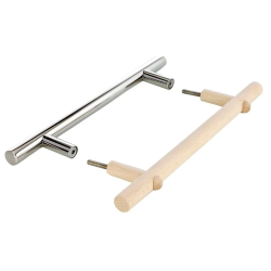 Türdrückergarnitur aus Edelstahl und Holz  Türdrückergarnitur aus Edelstahl und Holz