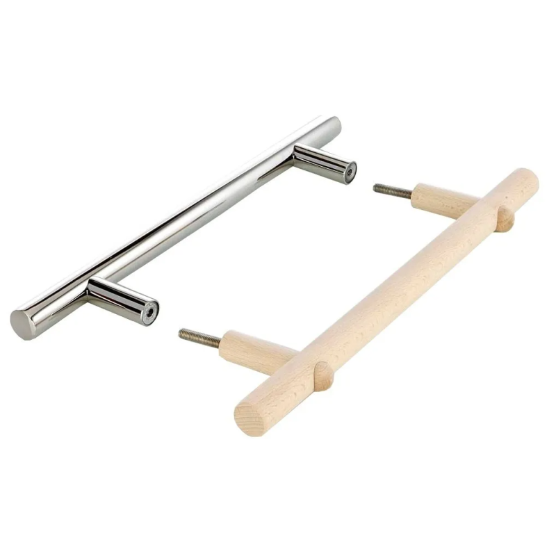 Türdrückergarnitur aus Edelstahl und Holz