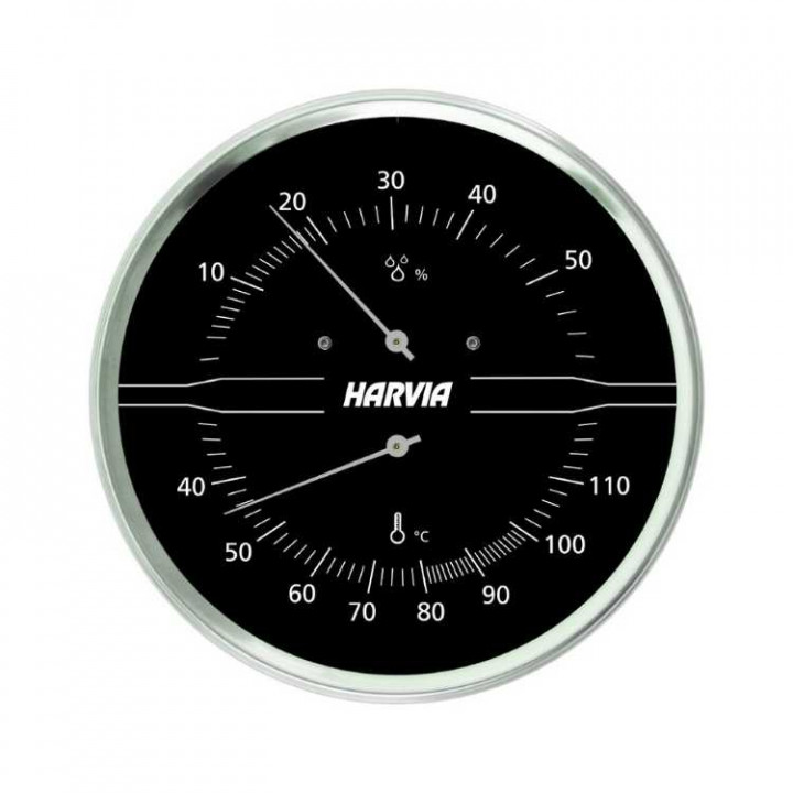 HARVIA Thermo-Hygrometer rund, schwarz