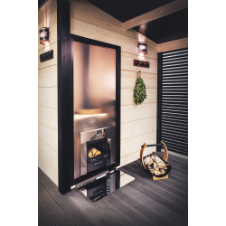 HARVIA Duo Glaswand 9 x 19 mit Rahmen, Aluminium schwarz  HARVIA Duo Glaswand 9 x 19 mit Rahmen, Aluminium schwarz