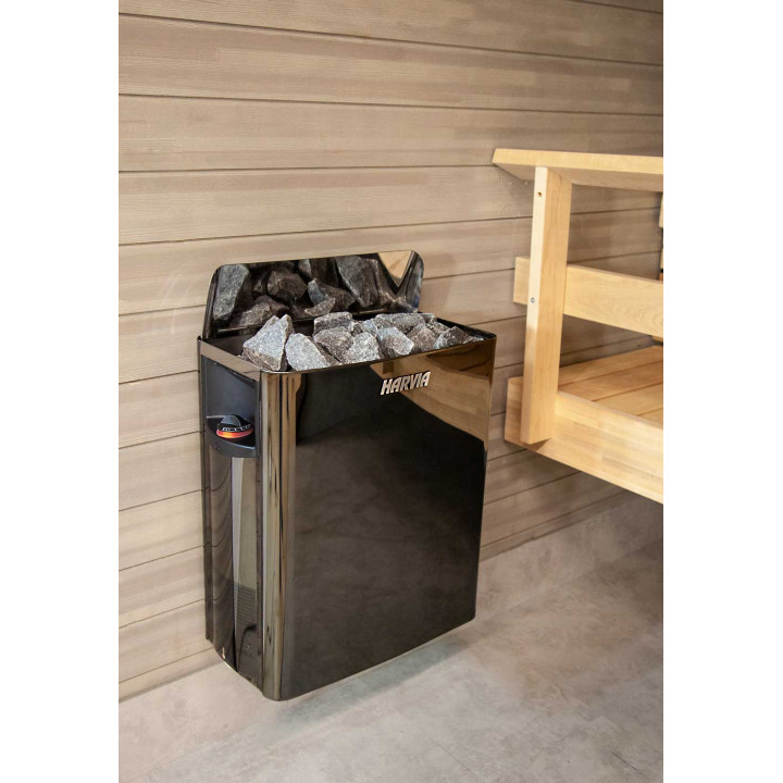 Elektrischer Saunaofen - HARVIA The Wall Black Steel SW90 9 kW