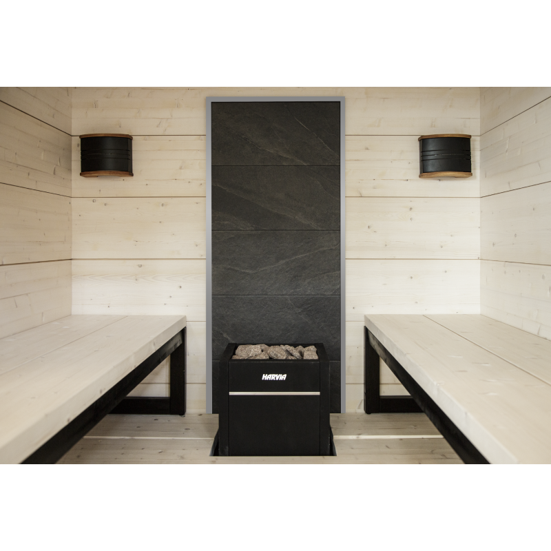 HARVIA Steinwand, Grauer Rahmen