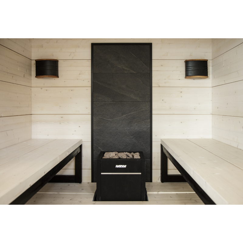 HARVIA Steinwand, Schwarzer Rahmen