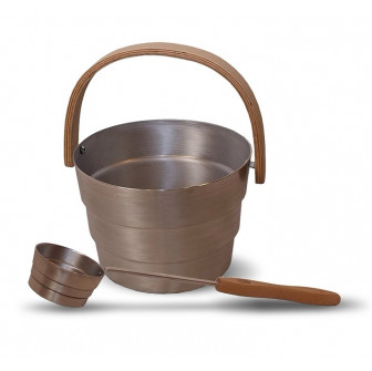 SAUNIA PYORRE Eimer- und Schöpfkelle-Set 6 l, Aluminium