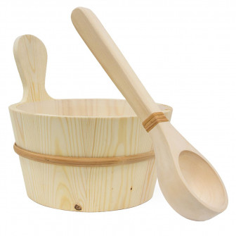 SAWO 4 l Holzeimer und 36 cm Schöpfkelle, Kiefer