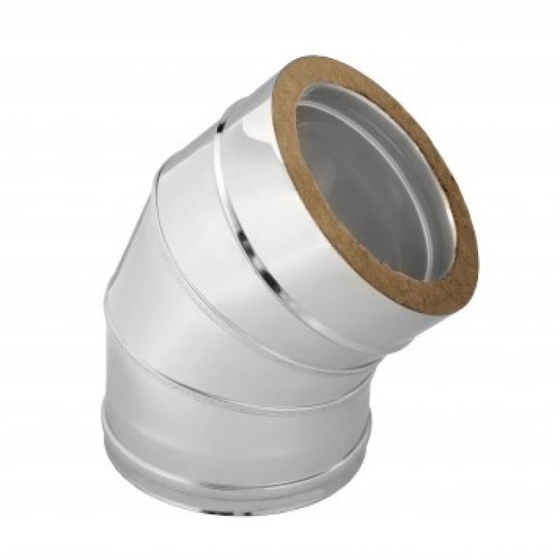 Insulated double wall elbow 45°