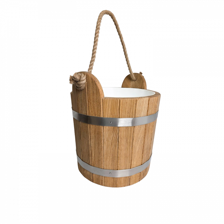Saunaeimer aus Eichenholz mit Seilgriff, 12 l