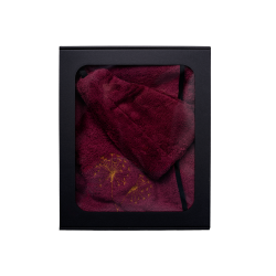 Geschenkset in einer Geschenkbox für SIE. Saunahaube und -schürze für Damen – BURGUNDER 