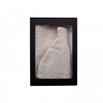 Geschenkset in einer Geschenkbox für SIE. Saunahaube und -schürze für Damen – Leinen