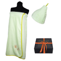 Geschenkset in einer Geschenkbox für SIE. Saunahaube und Schürze für Damen, HELLGRÜN - 0