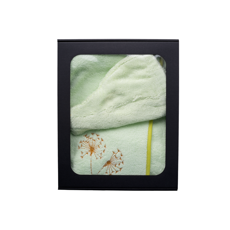 Geschenkset in einer Geschenkbox für SIE. Saunahaube und Schürze für Damen, HELLGRÜN