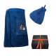 Geschenkset in einer Geschenkbox für IHN. Saunahaube und -schürze für Herren – BLAU