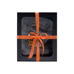 Geschenkset in einer Geschenkbox für IHN. Saunahaube und -schürze für Herren – GRAU 