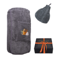 Geschenkset in einer Geschenkbox für IHN. Saunahaube und -schürze für Herren – GRAU - 0