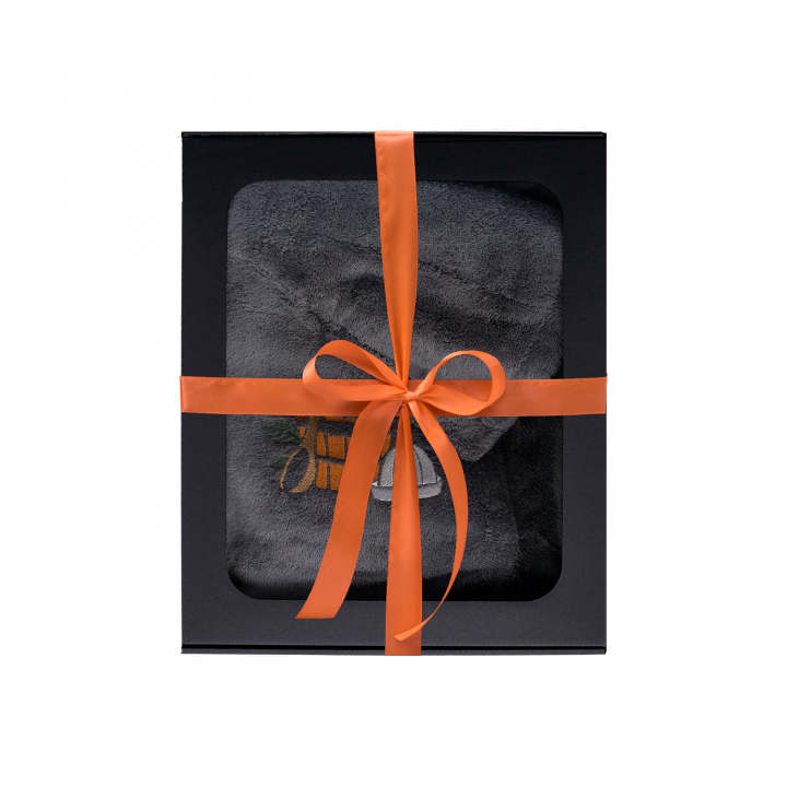 Geschenkset in einer Geschenkbox für IHN. Saunahaube und -schürze für Herren – GRAU