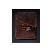 Geschenkset in einer Geschenkbox für IHN. Saunahaube und -schürze für Herren – BRAUN