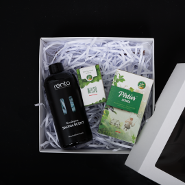 Geschenkset in einer Geschenkbox DUFTE DER SAUNA. Tee, ätherisches Öl und Duftessenz  Geschenkset in einer Geschenkbox DUFTE DER SAUNA. Tee, ätherisches Öl und Duftessenz