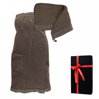 Geschenkset in einer Geschenkbox RENTO KENNO FOR HER. Haarhandtuch und Schürze, braun