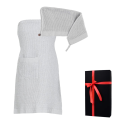 Geschenkset in einer Geschenkbox von RENTO KENNO FOR HER. Haarhandtuch und Schürze, hellgrau - 0