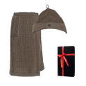 Geschenkset in einer Geschenkbox RENTO KENNO FOR HIM. Baumwollmütze und Schürze, braun - 0