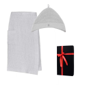 Geschenkset in einer Geschenkbox RENTO KENNO FOR HIM. Baumwollmütze und Schürze, hellgrau - 0