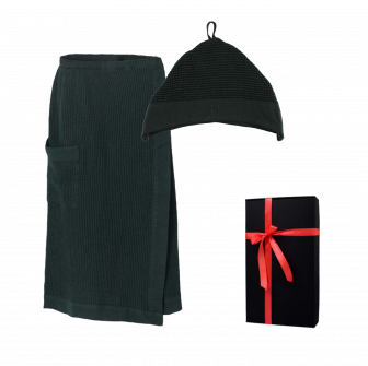 Geschenkset in einer Geschenkbox RENTO KENNO FOR HIM. Baumwollmütze und Schürze, dunkelgrün
