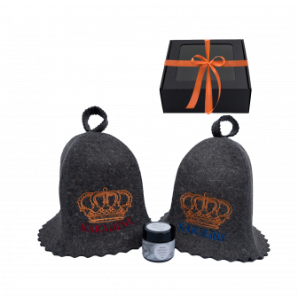 Geschenkset in Geschenkbox DARK KINGS. Saunakappen und Mentholkristalle