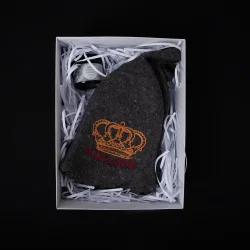 Geschenkset in Geschenkbox DARK KINGS. Saunakappen und Mentholkristalle 