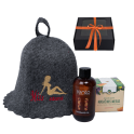 Geschenkset MISS SAUNA im Geschenkkarton. Saunahut, Massageöl und Honig - 0