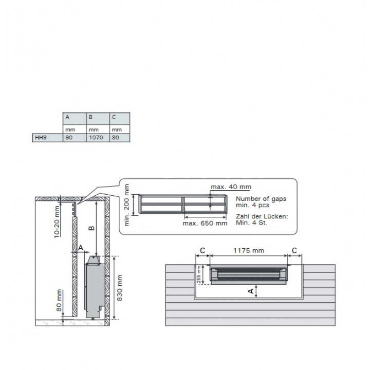 Elektrischer Saunaofen – HARVIA Hidden Heater HH9 9,0 kW