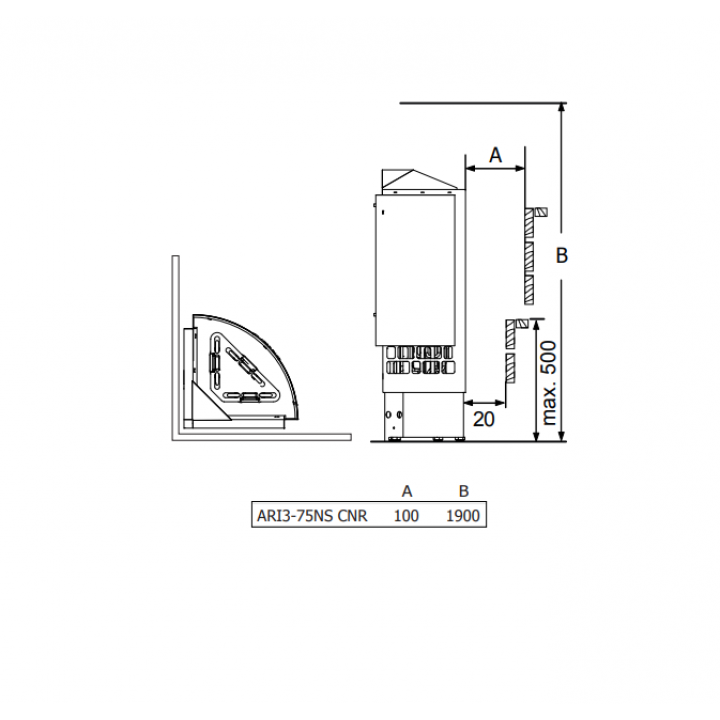 Elektrischer Saunaofen – SAWOTEC Ari Corner 7,5 kW, ohne Steuereinheit