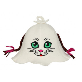 Saunahut - Katze mit Zöpfen