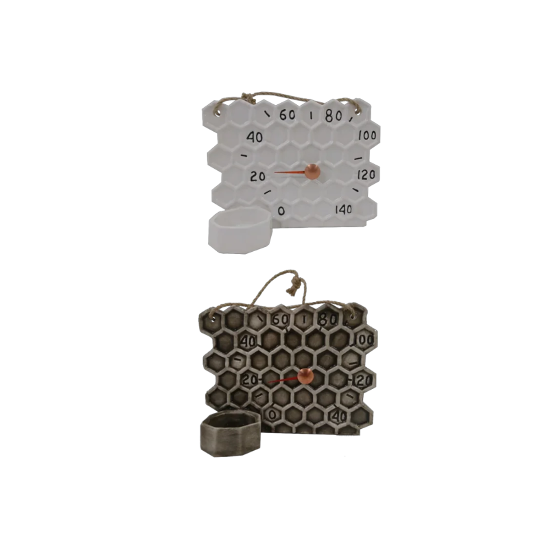Saunathermometer aus Keramik - Wabenform