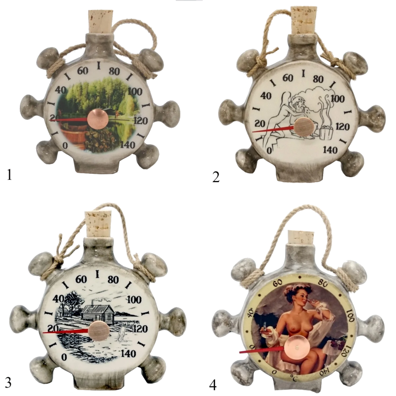 Saunathermometer aus Keramik - Schiffsruder