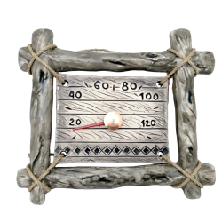 Saunathermometer aus Keramik - im Zweiggestell 