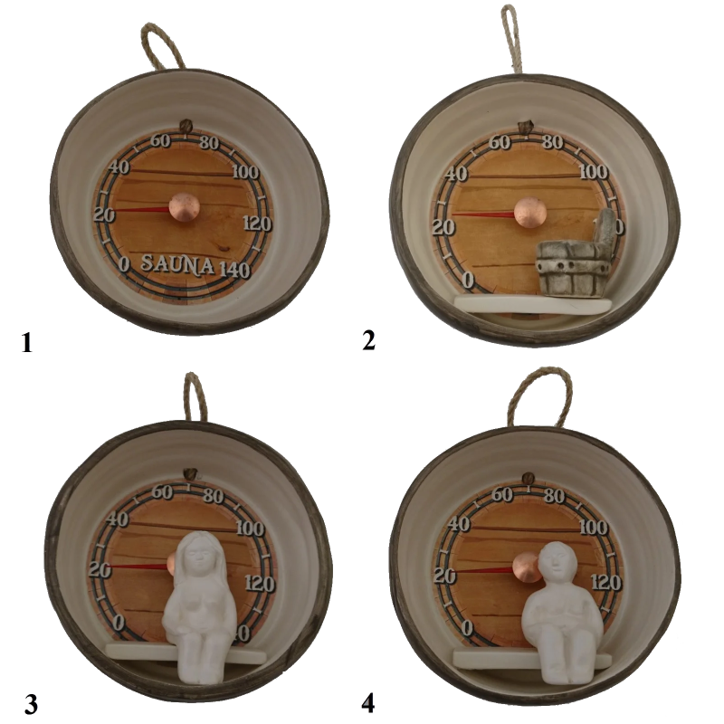 Saunathermometer aus Keramik - Fass
