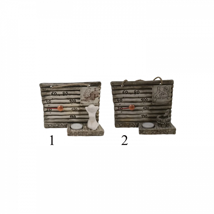 Saunathermometer aus Keramik - mit Kerze